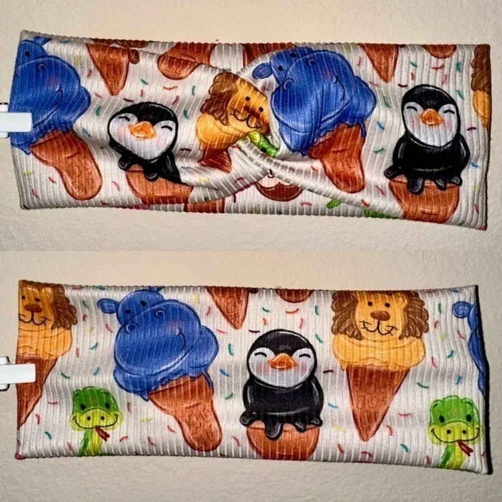 Animal Ice Cream penguin twist front headband new